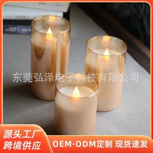 饰品 玻璃石蜡发光蜡烛不摇摆仿真火焰电子蜡烛生日婚礼派对浪漫装