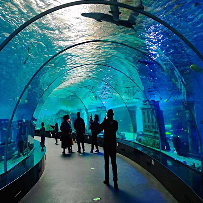 亚克力海洋馆建造设计大型鱼缸水族水体工程弧形生态鱼池隧道