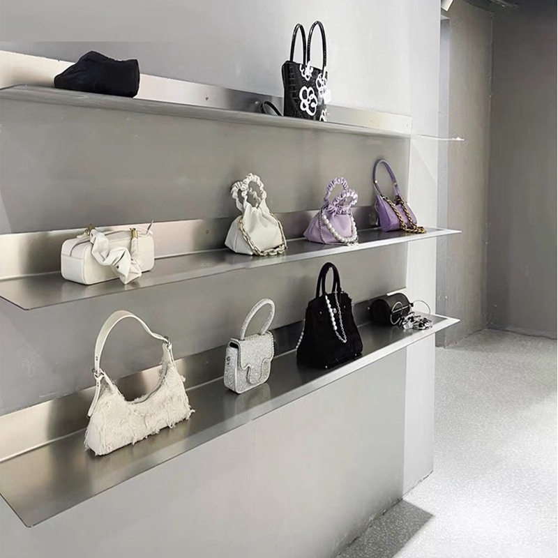 现代简约墙上置物架书架壁挂不锈钢墙面隔板客厅一字层板展示架子