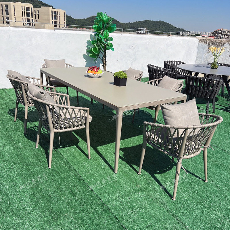 沃登室外庭院花园桌椅北欧咖啡厅藤椅样板房露台阳台家具藤艺桌子