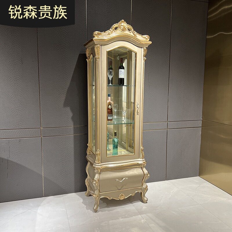 锐森贵族 法式单门酒柜 欧式客厅边柜奢华实木雕花餐厅靠墙酒柜