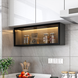 壁挂调味架厨房吊柜下置物架上翻柜玻璃门油盐调料收纳盒可定制