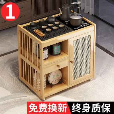 移动茶台茶桌家用茶水柜烧水壶一体功夫茶几具实木小茶车带轮边几