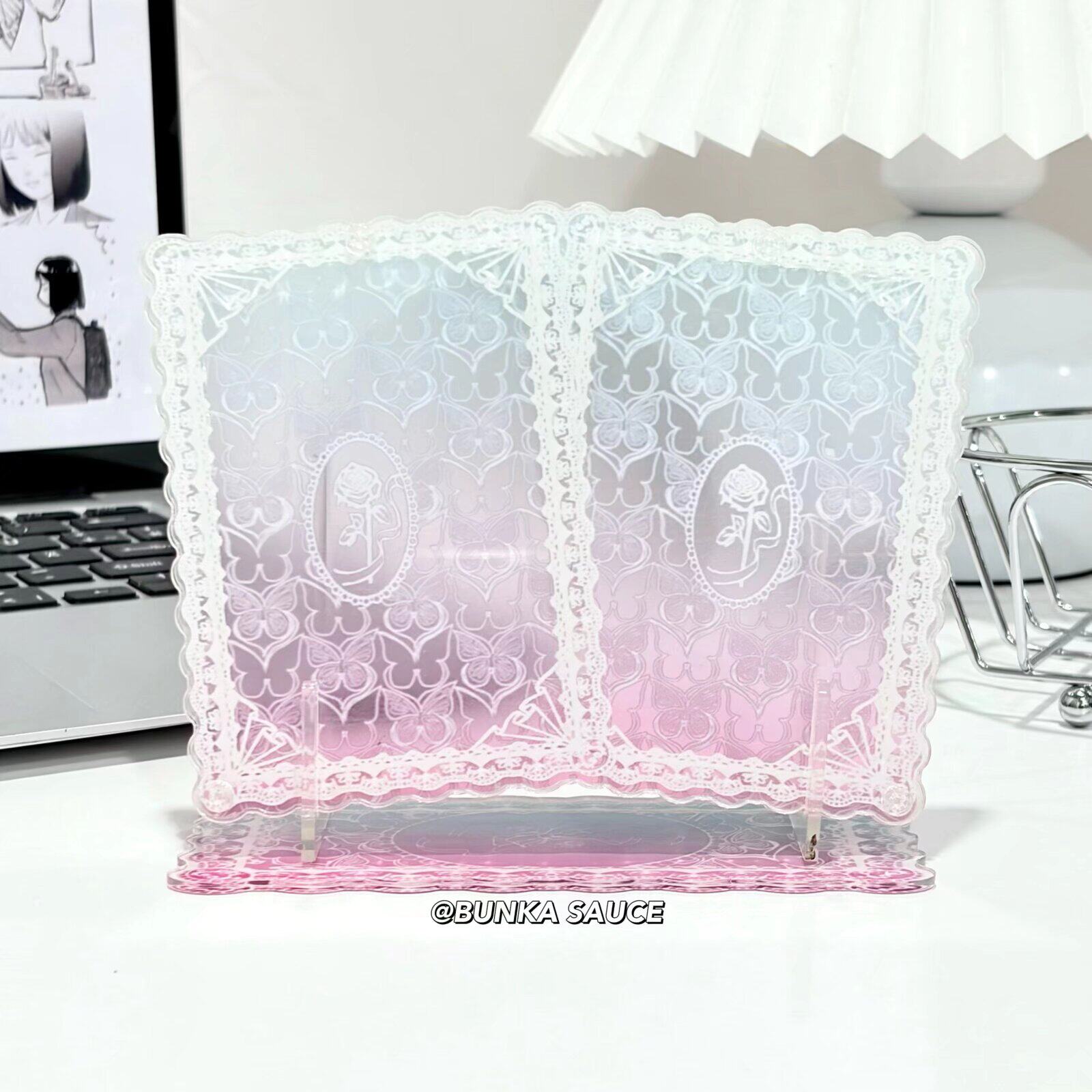 thumbnail for Butterfly and flower double frame valley beauty card stand double photo card display frame acrylic ins style high-value ornament