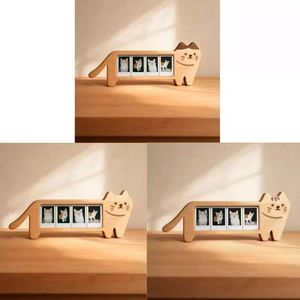 木质可爱小猫卡通小猫亚克力相框摆件可爱3寸照片拍立得桌面摆件