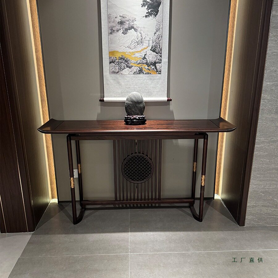 新中式乌金木轻奢实木玄关柜