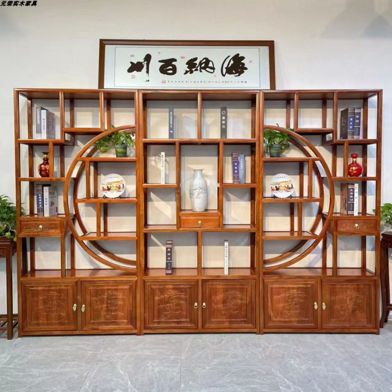 老船木中式博古架隔断展示柜