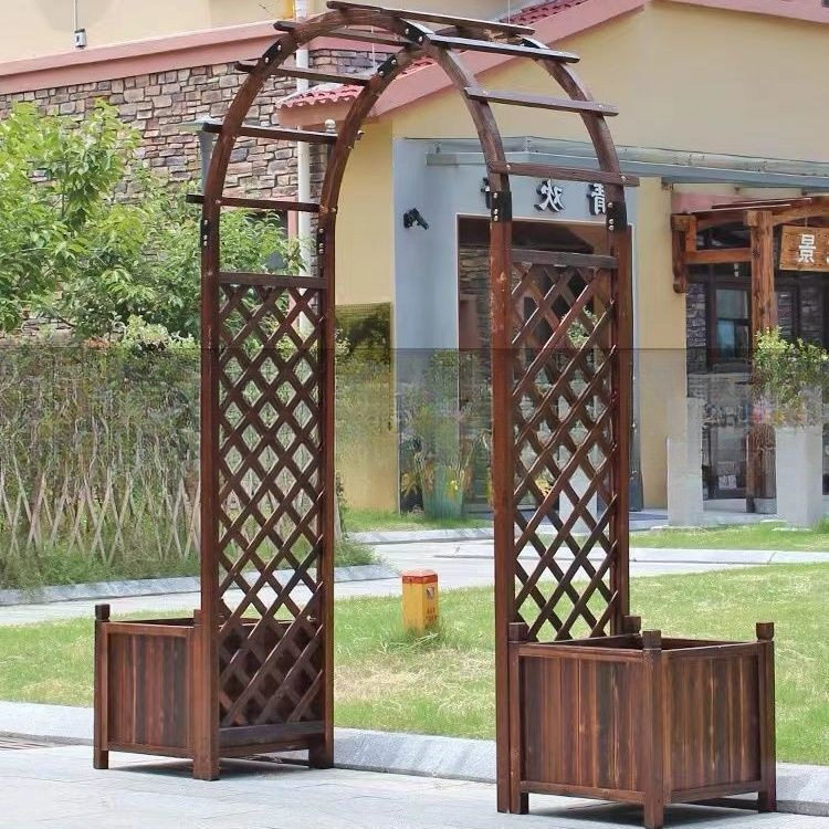 防腐木户外庭院拱门爬藤架