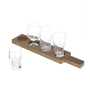 木质创意酒店酒杯实木托盘木质复古手握式底座木制工艺品