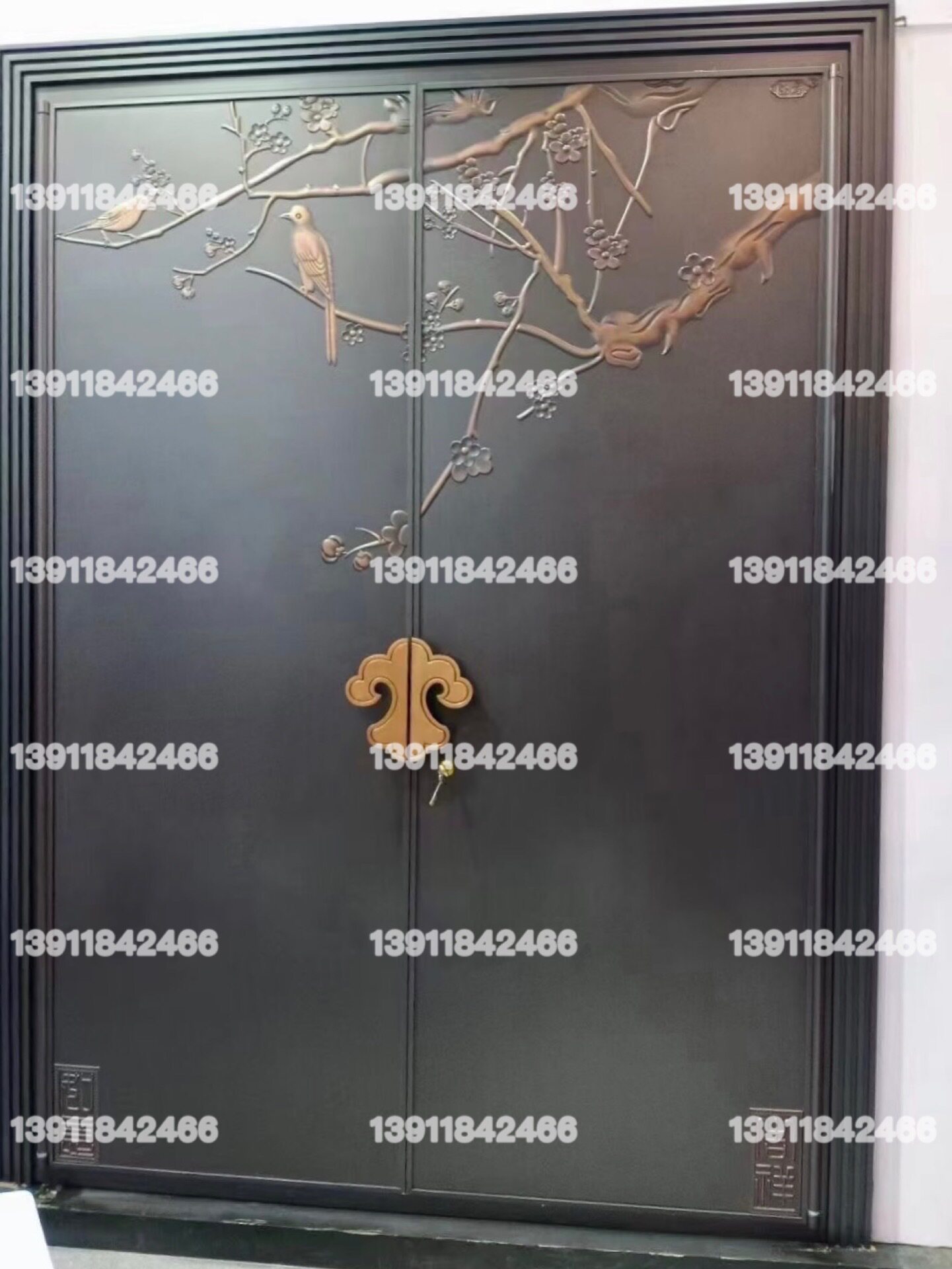 铜门厂家直销高端别墅防盗铜门子母门中式欧式仿铜门庭院花园大门