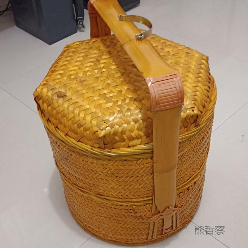 手工竹篮二层神篮烧香拜拜专用篮子闽南潮汕竹篮竹挑篮婚嫁篮子