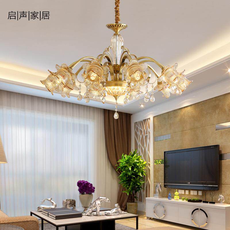 欧式全铜吊灯客厅灯主灯美式轻奢复式楼餐厅灯卧室灯书房灯