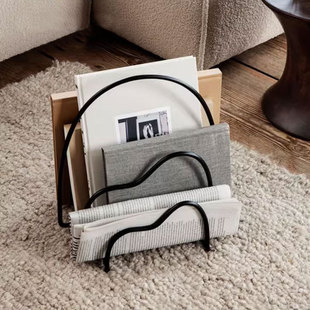 简约现代铁艺杂志收纳架桌面书报架可移动家用样板间创意置物架