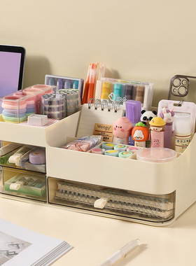 化妆品收纳盒宿舍桌面防尘整理箱梳妆台护肤品置物架带盖大化妆盒