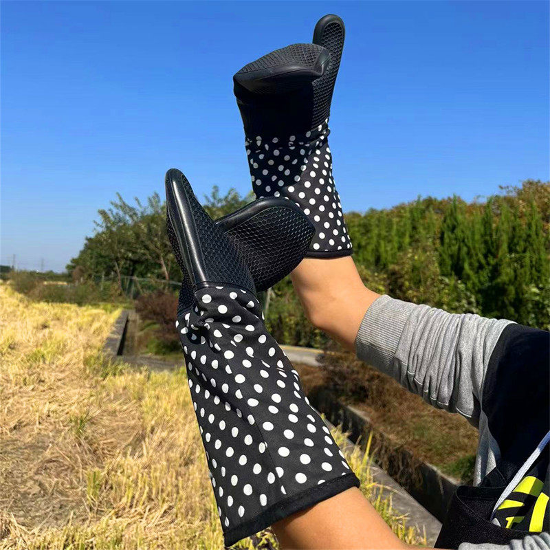 厨房微波炉大烤箱挂烫机防烫烘培隔热硅胶加厚长款商用耐高温手套