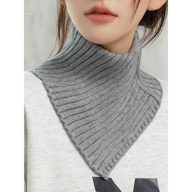 围巾女秋冬保暖护颈椎围脖针织高领装饰毛衣假领子百搭毛线脖套女