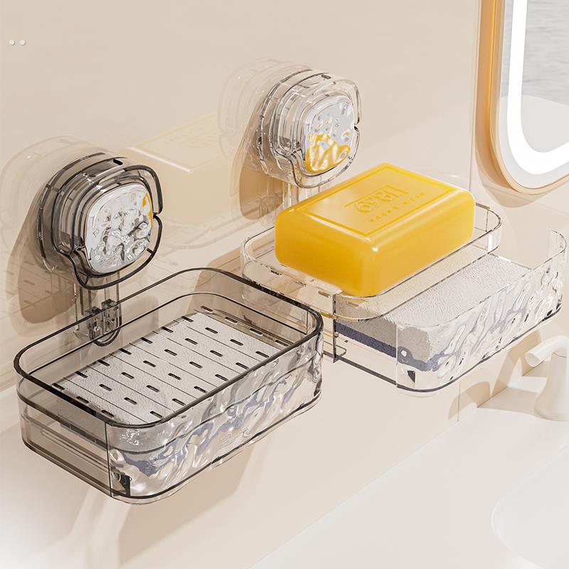 吸盘肥皂盒壁挂式香皂盒置物架卫生间免打孔香皂盒家用高档沥水架