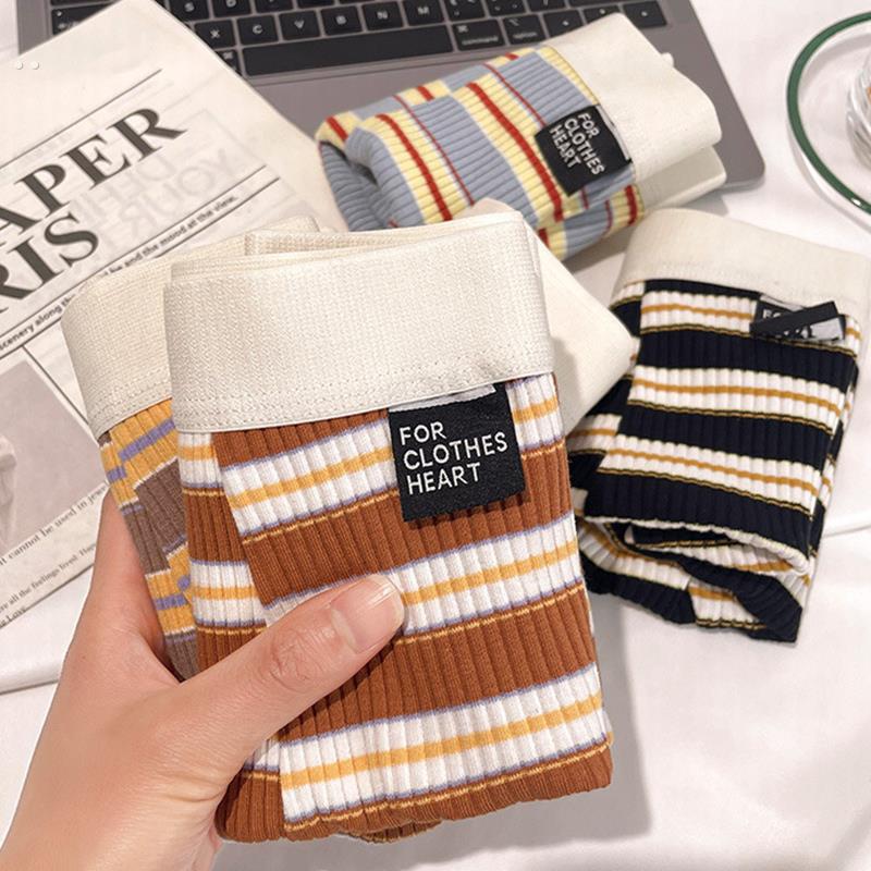 男士内裤纯棉平角裤衩条纹可爱简约潮流男生韩版舒适柔软四角短裤