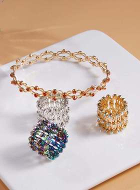 New Design Magic 2in1Folding Retractable Ring Zircon