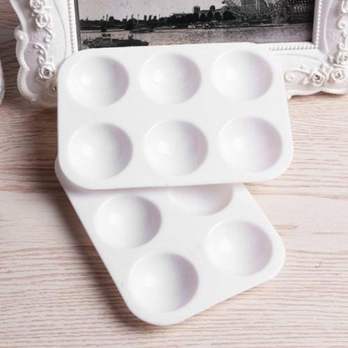 12Pcs Paint Palettes White 6 Well Rectangular Watercolor Pal