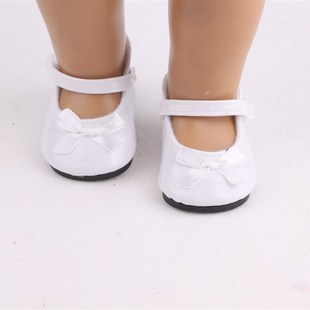 Beautiful Bow Lace Leather Doll Shoes 7 cm For 18 Inch Doll
