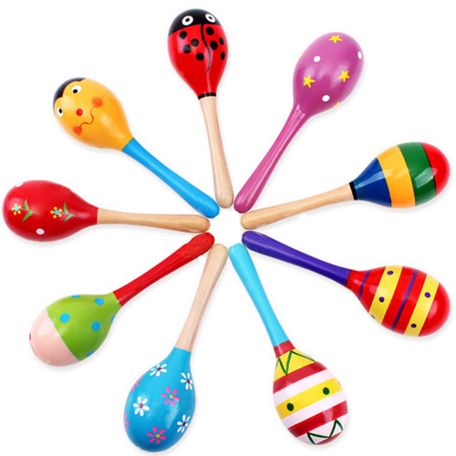 极速Baby Colorful Wooden Maracas Musical Instrument Rattles