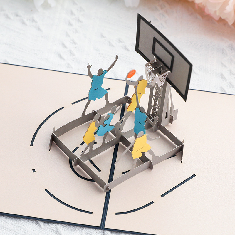 fathers boy men birthday card 3d basketbal cards篮球立体贺卡