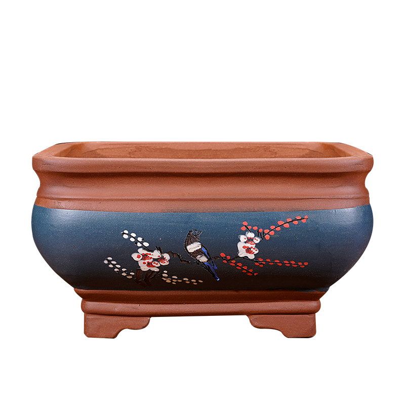 紫砂特大号花盆四方盆景盆老桩榕树盆君子兰陶瓷花盆阳台室内盆栽