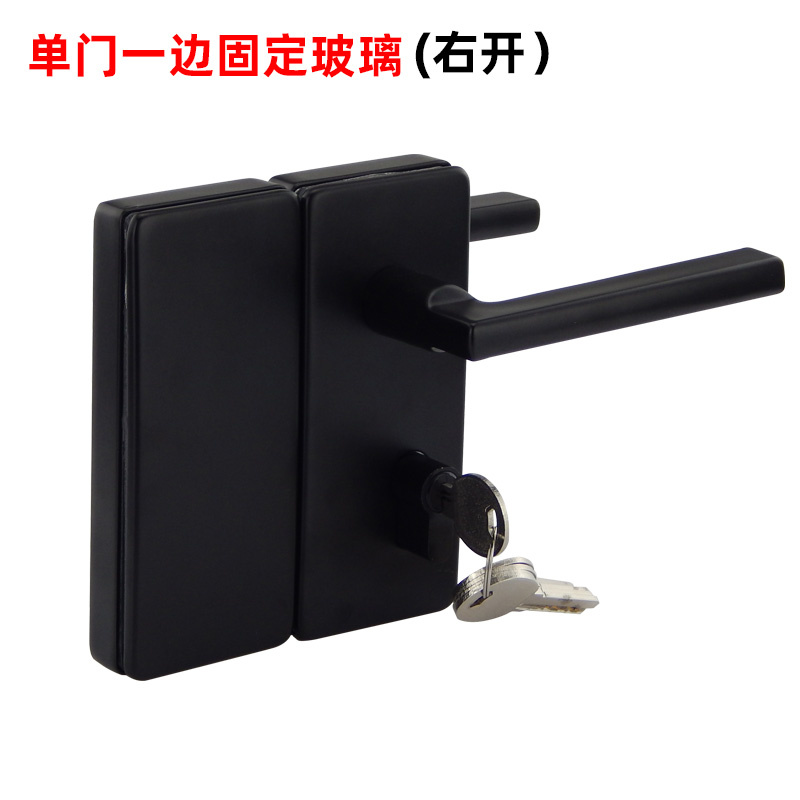 2023黑色玻璃门锁单门双门板手锁高隔断门办公室门无框玻璃带拉手