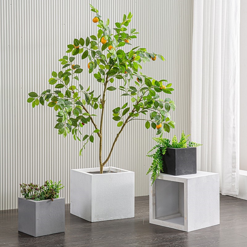 长方形水泥花盆北欧长条马槽客厅阳台大尺寸道路隔断镁泥花盆花箱