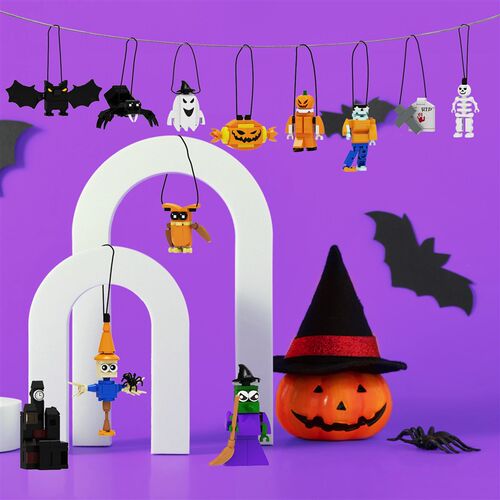 极速BuildMoc Halloween Pendant Building Blocks Set Pumpkin