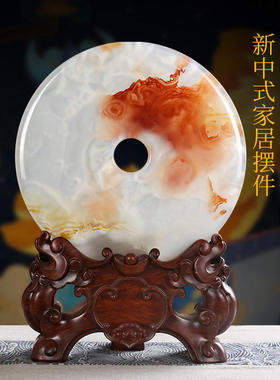 极速新中式玉平安扣摆件天然玉石高端工艺品玄关客厅饰品乔迁新居