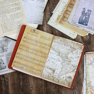 极速Yoofun Junk Journal Retro Map Material Paper DIY