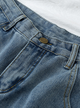 极速Fitaylor 2021 New Summer Women High Waist Blue Wide Leg