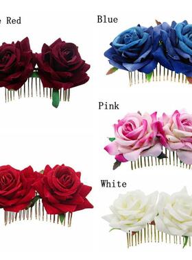 极速1PC Romantic Fancy Double Silk Artificial Rose Flower Ha