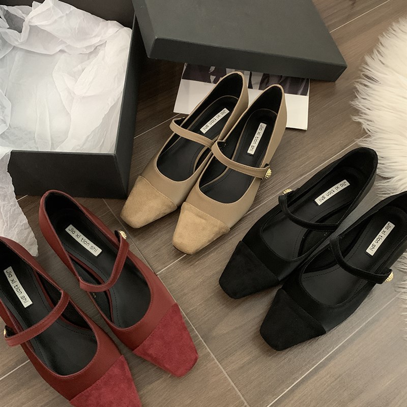 气质法式红色单鞋女鞋子夏季2023新款春秋季高跟气质玛丽珍晚晚鞋