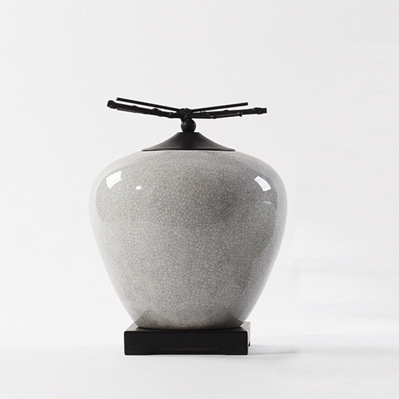 现代新中式陶瓷大理石纹罐子创意客厅玄关会所装饰柜摆件软装饰品