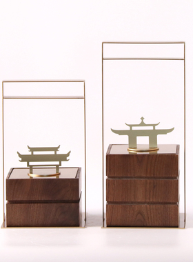 新中式风格实木提盒装饰品样板房家居博古架茶室桌面古典软装摆件