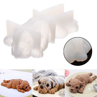 New White 3D Dog Puppy Shape Silicone Mold Mousse Cake Fonda