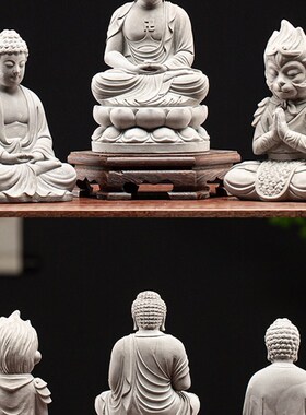 好货中式鱼缸造景禅意装饰仿古释迦摩尼齐天大圣如来水泥佛头佛像