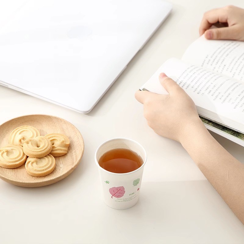 100只装家用一次性纸杯饮料咖啡豆浆可乐奶茶热饮喝水杯加厚杯子