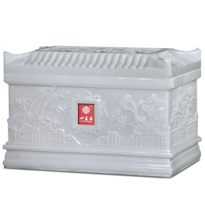 玉石骨灰盒防潮防腐寿盒男女同款款棺材汉白玉墓地下葬殡葬用品
