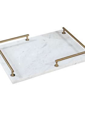 大理石收纳托盘摆件欧式样板房简约现代样板间客厅茶几装饰品果盘