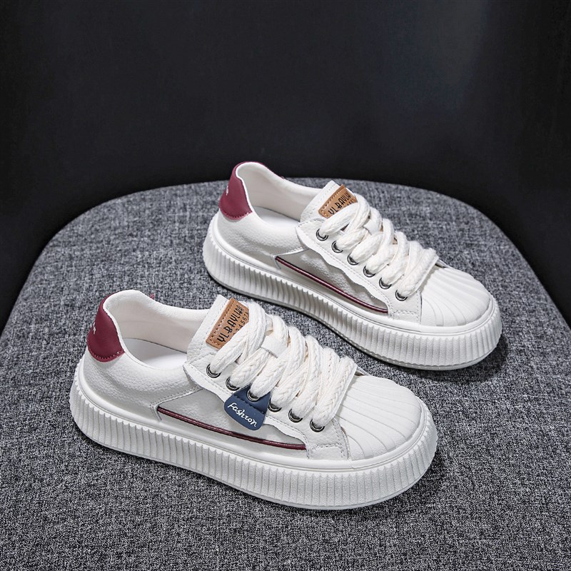 爆款厚底透气小白女鞋女款2023夏季秋款新款百搭松糕休闲运动板鞋