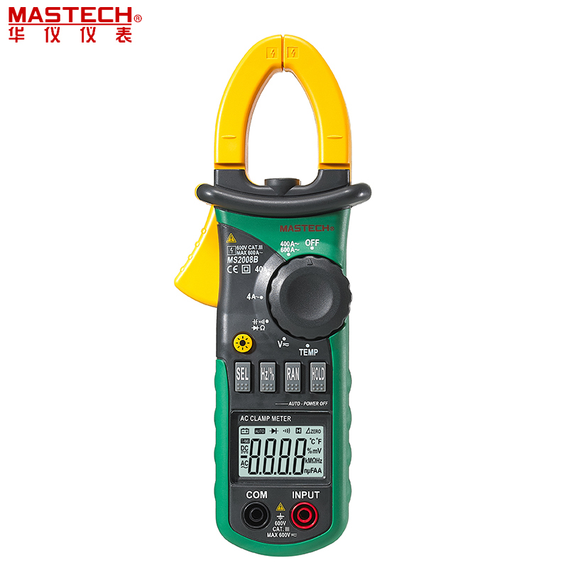 新品华仪钳形表MS2008B/MS2008A数字交流钳形R万用电表电容电流表