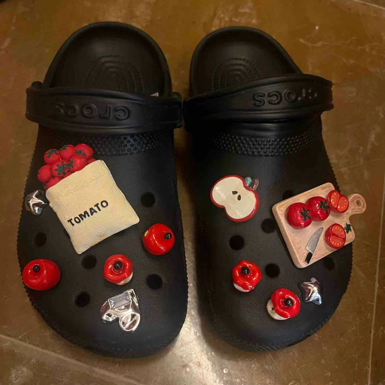咬一口苹果/丸耍实验室适配CROCS洞洞鞋配饰立体鞋花可拆卸鞋扣