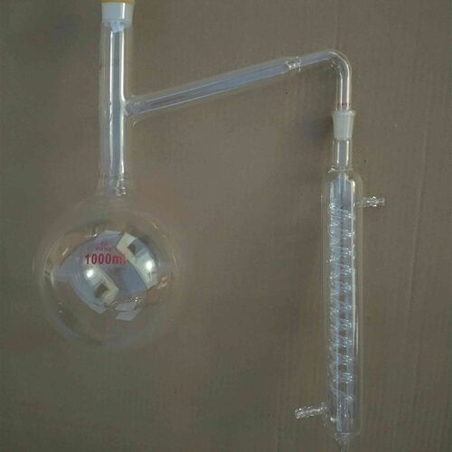 1801蛇形蒸馏器1000ml,1000ml圆底烧瓶配200mm蛇形冷凝管,开票,