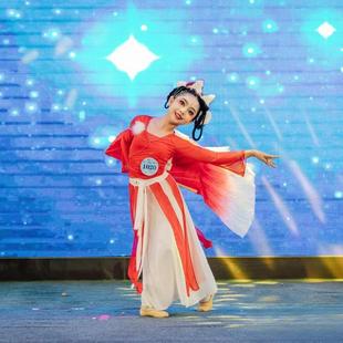 俏红狐儿童演出服装少儿小狐狸仙飘逸扇子舞俏灵狐献瑞表演服舞蹈