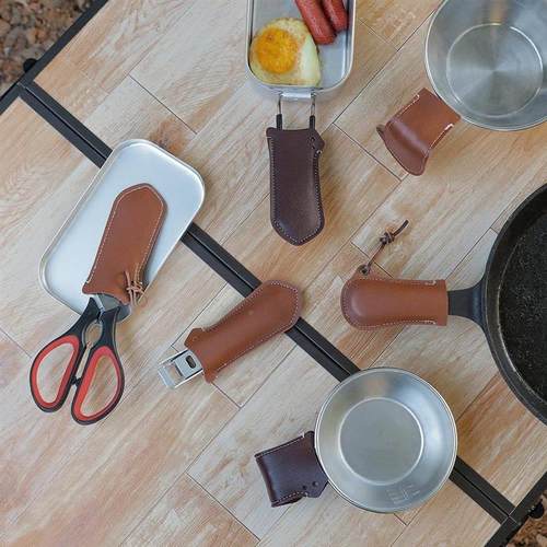 户外野营煎锅锅柄套防烫防滑耐高温保护套皮革锅柄皮套手柄套