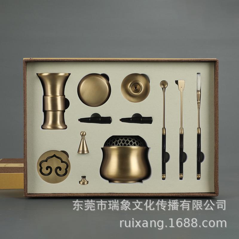 T4106黄铜喇叭立炉彩色/多色香道礼品套装/香道器具/香炉香薰器具